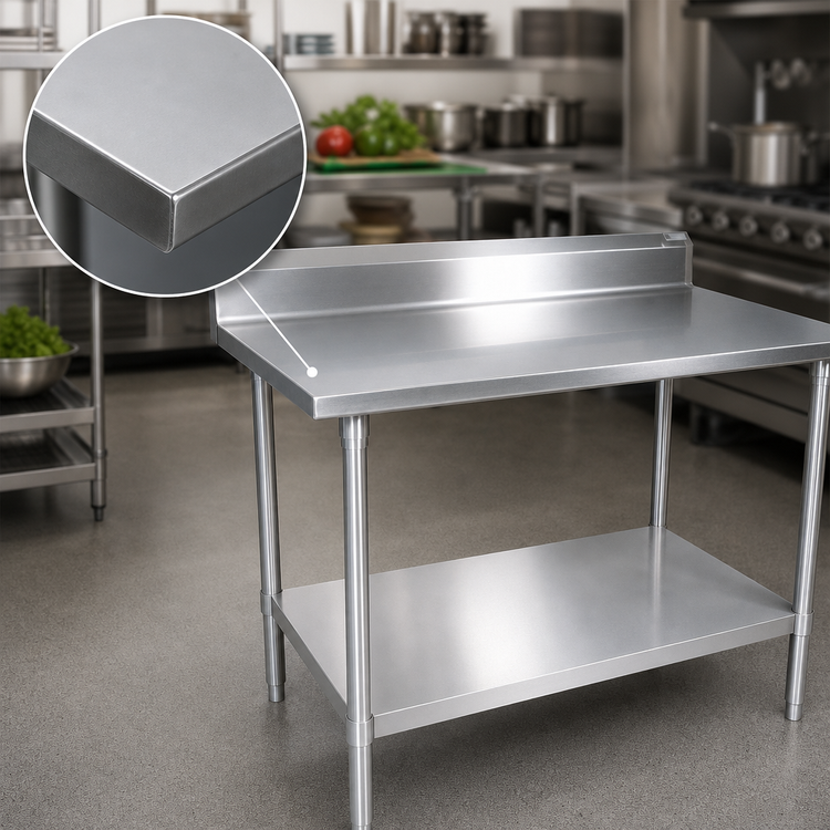 Product image #3 for John Boos Stallion 72" x 36" Stainless Steel Work Table with 5" Backsplash and Undershelf