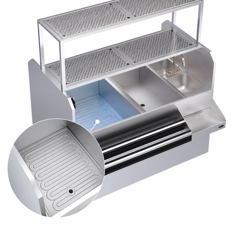 Product image #4 for Krowne Royal Series 60-Inch Pass-Thru Underbar Ice Bin/Cocktail Station with Left Ice Bin and 10-Circuit Cold Plate