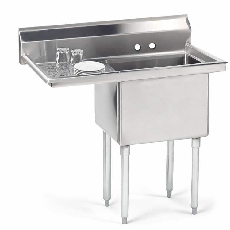 Product image #3 for Advance Tabco Special Value Series 1-Compartment Fabricated Sink with 18-Inch Left Drainboard, 16 x 20 x 12 Bowl