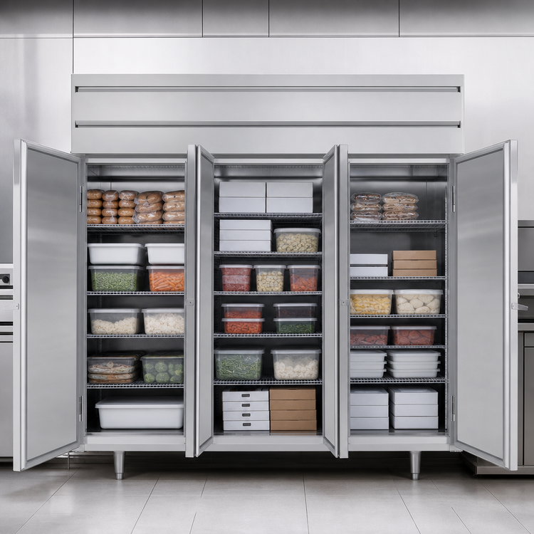 Product image #3 for Beverage-Air P Series Three-Section Reach-In Freezer, 68.34 Cu. Ft., Solid Locking Doors, Top-Mounted Self-Contained Refrigeration