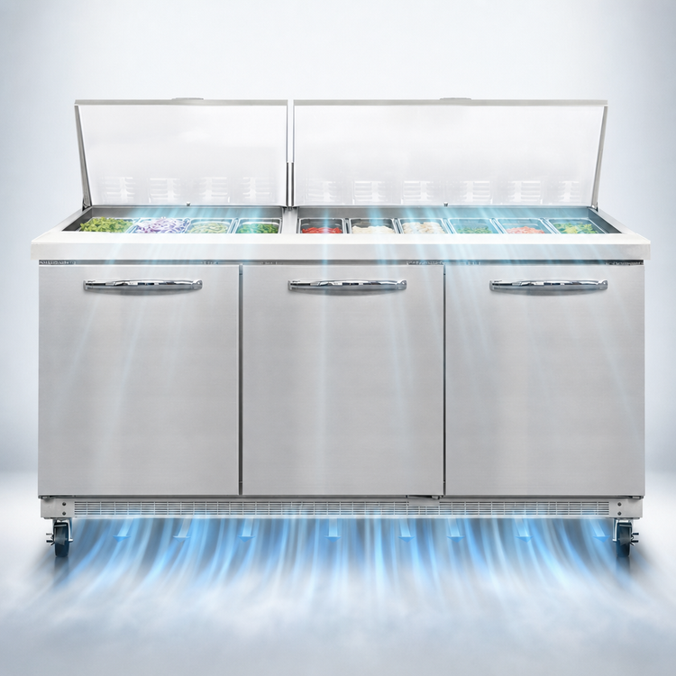 Product image #3 for Continental Refrigerator SW72N30M 72 Inch Mighty Top 3-Section Sandwich Prep Refrigerator