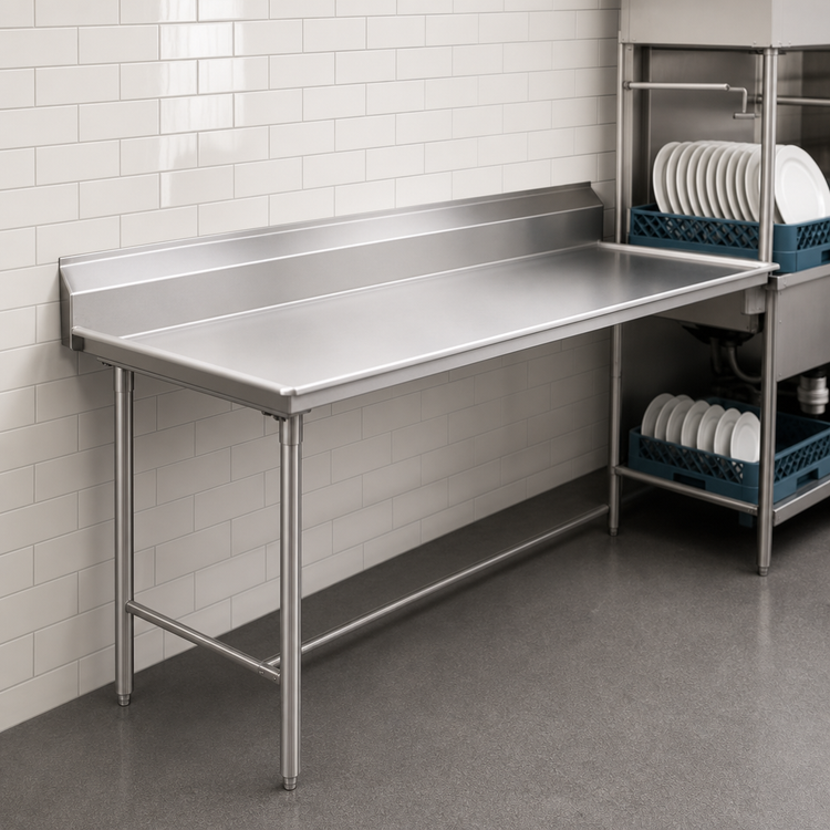 Product image #3 for Eagle Group CDTL-60-16/3 Straight Clean Dishtable, 60 x 30 Inches, Right-to-Left, 16/304 Stainless Steel Top