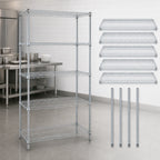 Thumbnail image #3 for Quantum WR74-1842S-5 Stationary 5-Shelf 304 Stainless Steel Wire Shelving Starter Kit, 42"W x 18"D x 74"H