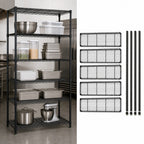 Thumbnail image #3 for Quantum WR86-1460BK-5 5-Shelf Stationary Wire Shelving Starter Kit, 60"W x 14"D x 86"H, Black Epoxy