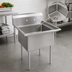 Thumbnail image #3 for BK Resources Economy One-Compartment Stainless Steel Sink with 24 x 24 x 14-Inch Bowl, 9-Inch Backsplash, and Drain Included