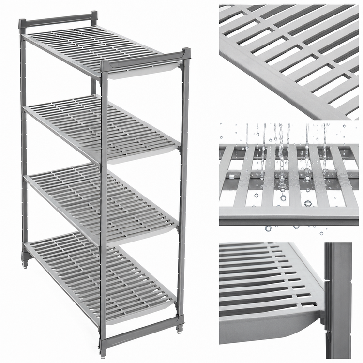 Product image #3 for Cambro Camshelving Basics Plus 36"W x 24"D x 84"H 4-Tier Vented Stationary Starter Unit, Brushed Graphite