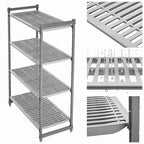 Thumbnail image #3 for Cambro Camshelving® Basics Plus CBU243684V4580 36"W x 24"D x 84"H 4-Tier Vented Polymer Shelving Starter Unit, Brushed Graphite