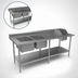 Thumbnail image #3 for BK Resources 84 Inch x 30 Inch 16-Gauge 304 Stainless Steel Sink Table with Two 16 x 20 Prep Bowls and Handsink, Left-Side Layout