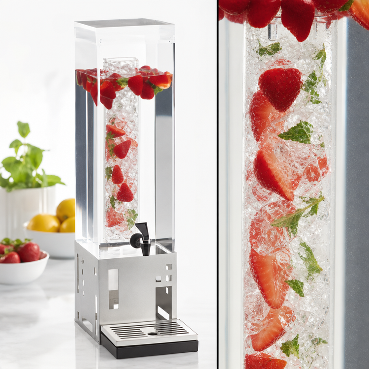 Product image #3 for Cal-Mil Squared 1.5 Gallon Single Beverage Dispenser with Infusion Chamber and Drip Tray