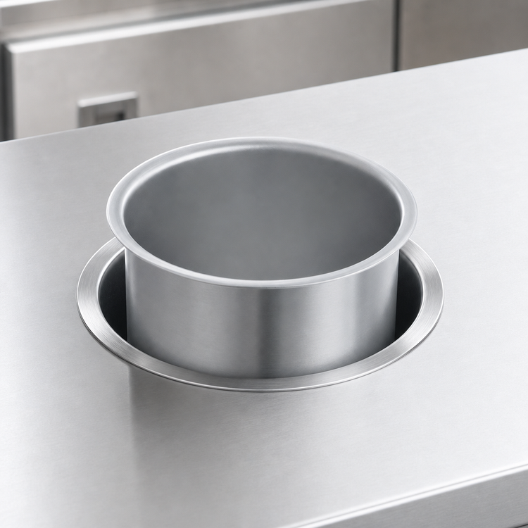 Product image #3 for Vollrath Round 22-Gauge Stainless Steel Garbage Waste Chute, 6-9/16 x 5 Inch Deep