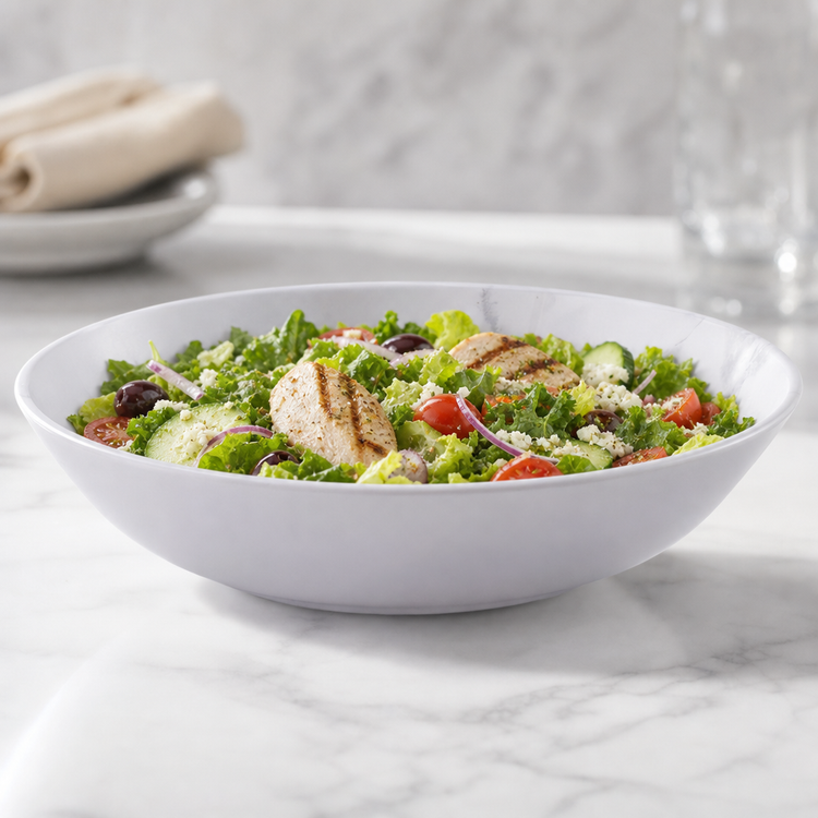 Product image #3 for American Metalcraft Mix & Matte 36 oz. Round Melamine Bowl, 8-3/4 Inch Dia. x 2 Inch H, Matte Marble White