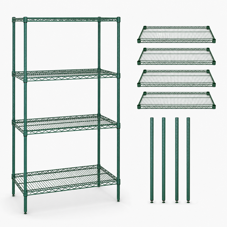 Product image #3 for Quantum 30-Inch W x 18-Inch D x 74-Inch H 4-Shelf Wire Shelving Starter Kit with Green Epoxy Finish