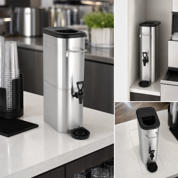Product image #3 for CAC China BVDS-IT3 3-Gallon Slim Iced Tea Dispenser with 304 Stainless Steel Body