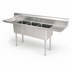Thumbnail image #3 for Omcan USA Three-Compartment Pot Sink with Left & Right Drainboards, 304 Stainless Steel