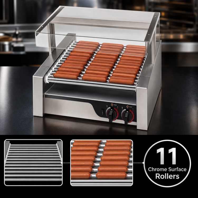 Product image #3 for X*PERT HotRod Regular Size Hot Dog Roller Grill with 11 Chrome Rollers
