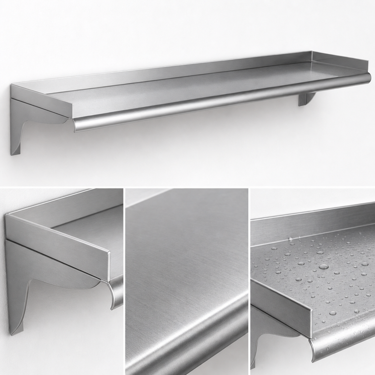 Product image #3 for Eagle Group 120-Inch W x 10-Inch D Wall-Mounted Shelf, 14 Gauge 304 Stainless Steel
