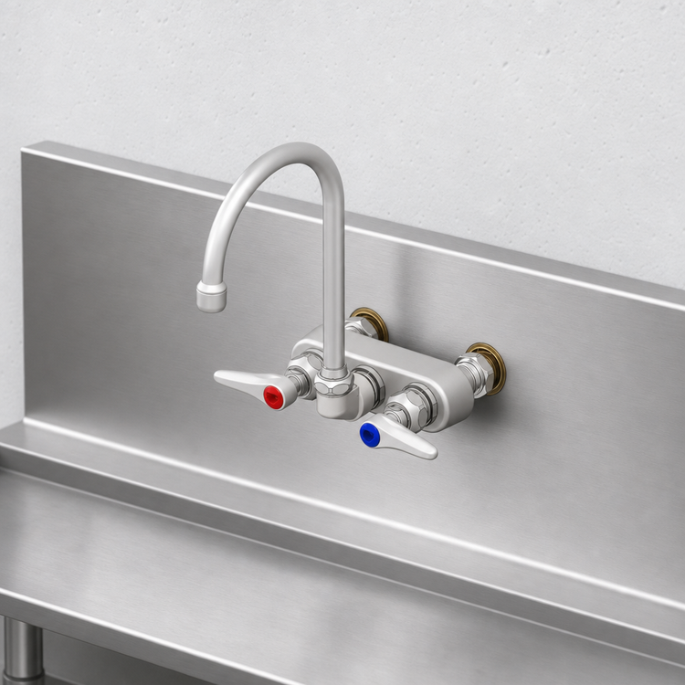 Product image #3 for T&S Brass B-1146-XS Wall-Mount Workboard Faucet with 5-3/4" Swivel Gooseneck Nozzle, 4" Centers