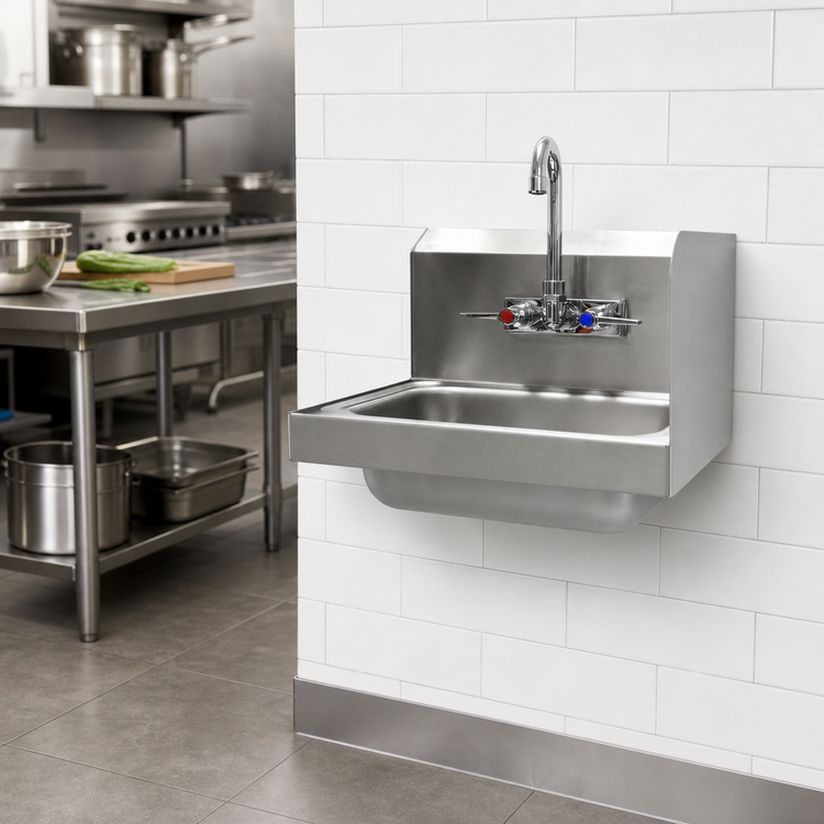 Product image #3 for Advance Tabco Wall-Mounted Hand Sink with Right Side Splash, 14 x 10 x 5-Inch Bowl