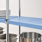 Thumbnail image #3 for Eagle Group QuadPlus QPF-2148C-BS Solid Blue Polymer Shelf Mat with Chrome Wire Frame, 48 x 21 Inches Case of 4