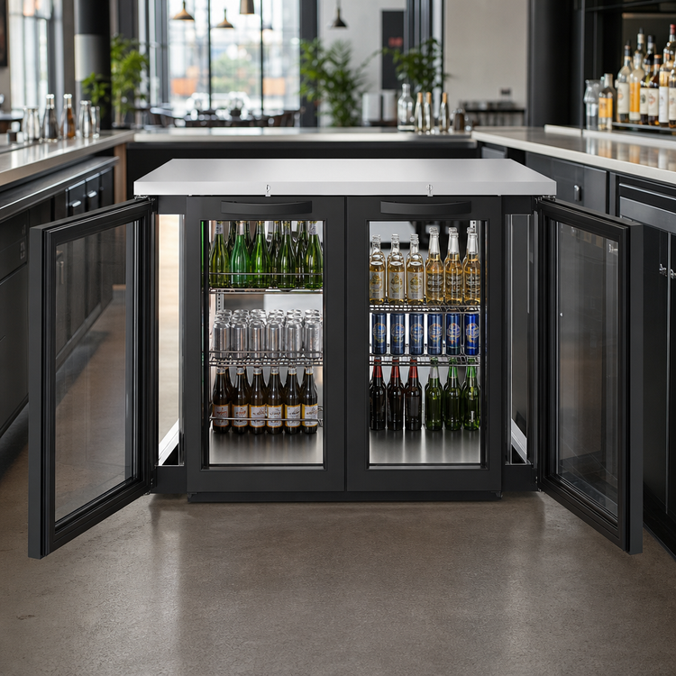Product image #3 for True Premier Bar 60-Inch Pass-Thru 2-Section Refrigerated Back Bar Cooler with 4 Glass Doors