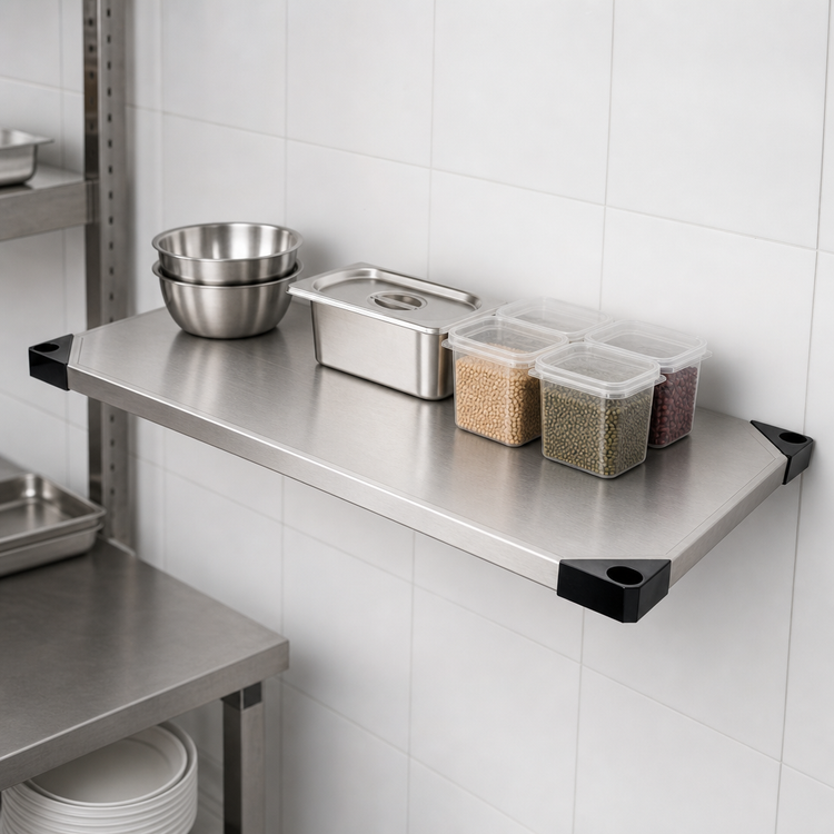 Product image #3 for Solid Stainless Steel Commercial Shelf, 48 Inches W x 18 Inches D, 450 lb. Capacity