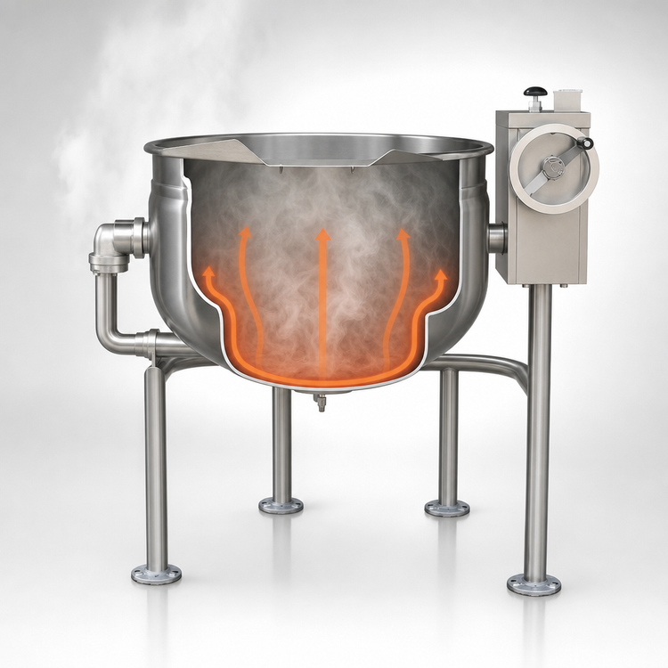 Product image #3 for Crown DLT-60F 60 Gallon Direct Steam Full Jacketed Tilting Kettle