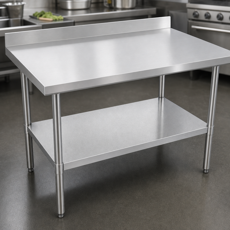 Product image #3 for John Boos Stallion Budget Stainless Steel Work Table with 1-1/2-Inch Backsplash and Undershelf, 72 x 30 Inches
