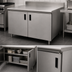 Thumbnail image #3 for 72-Inch x 30-Inch Enclosed Stainless Steel Work Table with Cabinet Base, Hinged Doors, and 5-Inch Backsplash