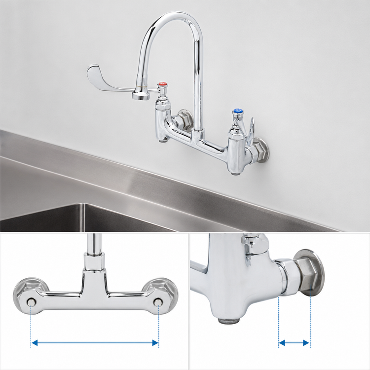 Product image #3 for T&S Brass B-0352 Wall-Mount Medical Mixing Faucet with Rosespray Gooseneck