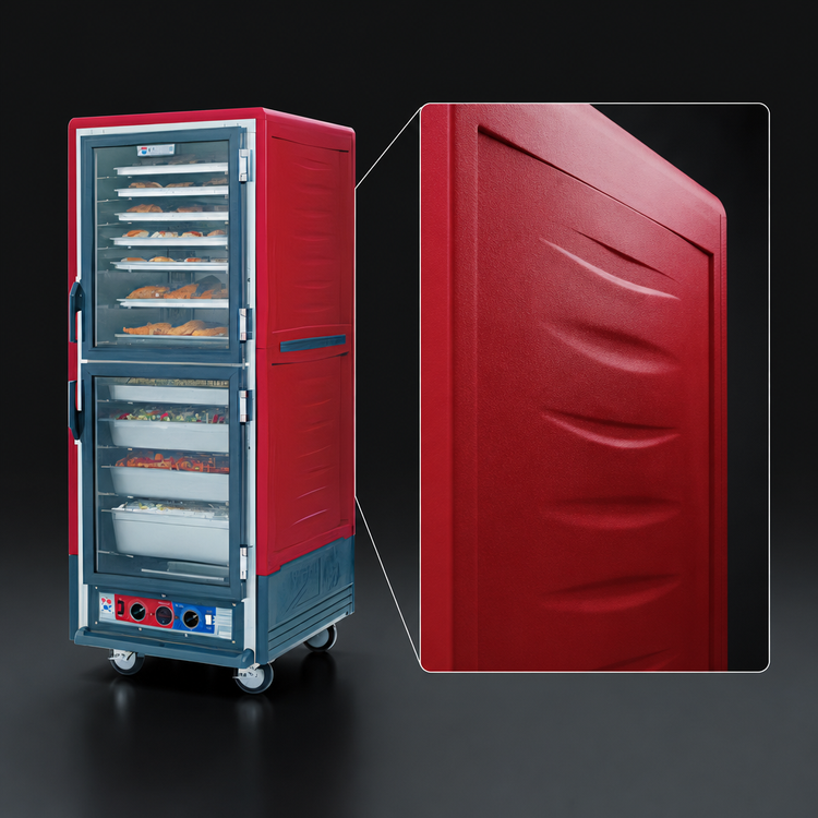 Product image #3 for Metro C5 3 Series Mobile Full-Height Low-Watt Heated Holding Cabinet with Dutch Clear Doors and Universal Wire Slides