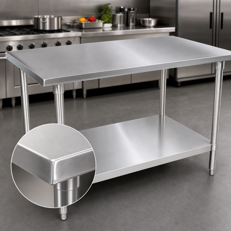 Product image #3 for John Boos Stallion 16-Gauge Stainless Steel Top Work Table with Adjustable Undershelf, 72 x 36 Inches