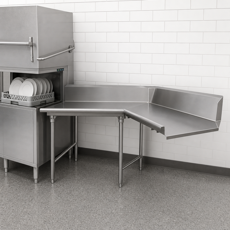 Product image #3 for Advance Tabco Korner Clean Left-Hand L-Shaped Corner Dishtable, 59 Inch, 16 Gauge 304 Stainless Steel
