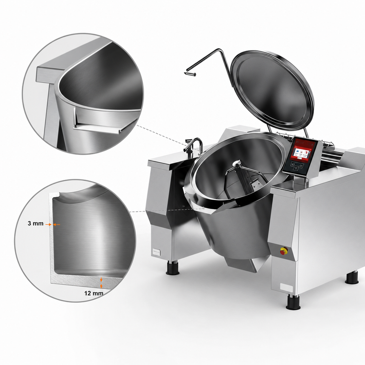 Product image #3 for Cucimix UCBTE024V1 24 Gallon Electric Tilting Skillet Braising Pan with Mixer