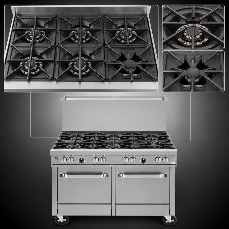 Product image #3 for Southbend Ultimate 48-Inch Commercial Gas Restaurant Range with 6 Burners, Convection Oven, and Cabinet Base