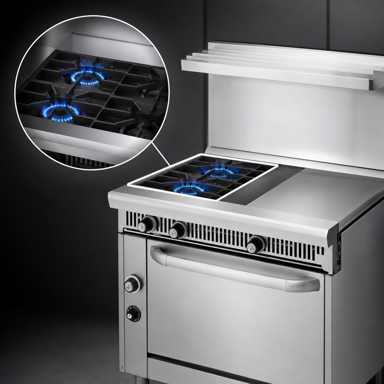 Product image #3 for Imperial Spec Series 36" Gas Heavy Duty Range with 2 Open Burners, 2 Hot Tops, and Standard Oven