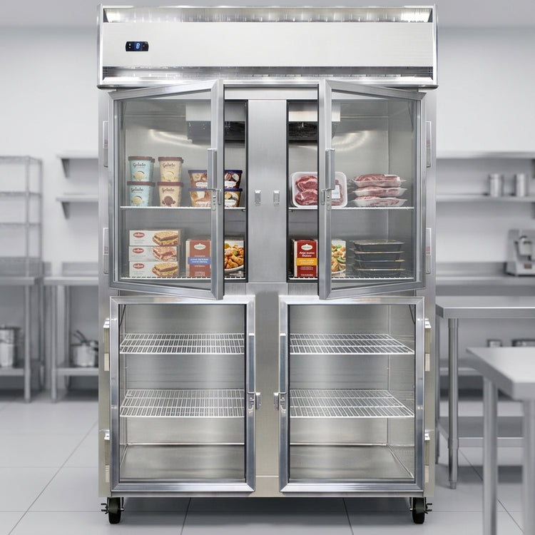 Product image #2 for Continental Refrigerator 2FSNSAGDHD Two-Section Shallow Depth Reach-in Display Freezer with Glass Half Doors