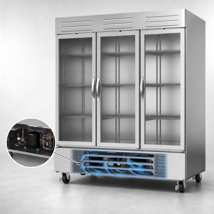Product image #4 for Beverage-Air Vista Series 3-Section Glass Door Bottom-Mount Reach-In Refrigerator