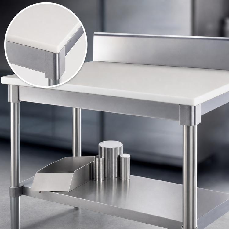 Product image #3 for New Age 60" x 30" Poly Top Work Table with 6" Backsplash and Aluminum Base