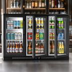 Thumbnail image #3 for Koolmore BC-3DSW-BK 53-Inch Three-Section Back Bar Refrigerator, 3 Glass Swing Doors, 11.3 Cu. Ft., Black, Bottom-Mounted Refrigeration