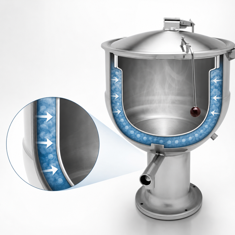 Product image #3 for Groen PT-60 60-Gallon Direct Steam Kettle with 2/3 Jacket and Pedestal Base