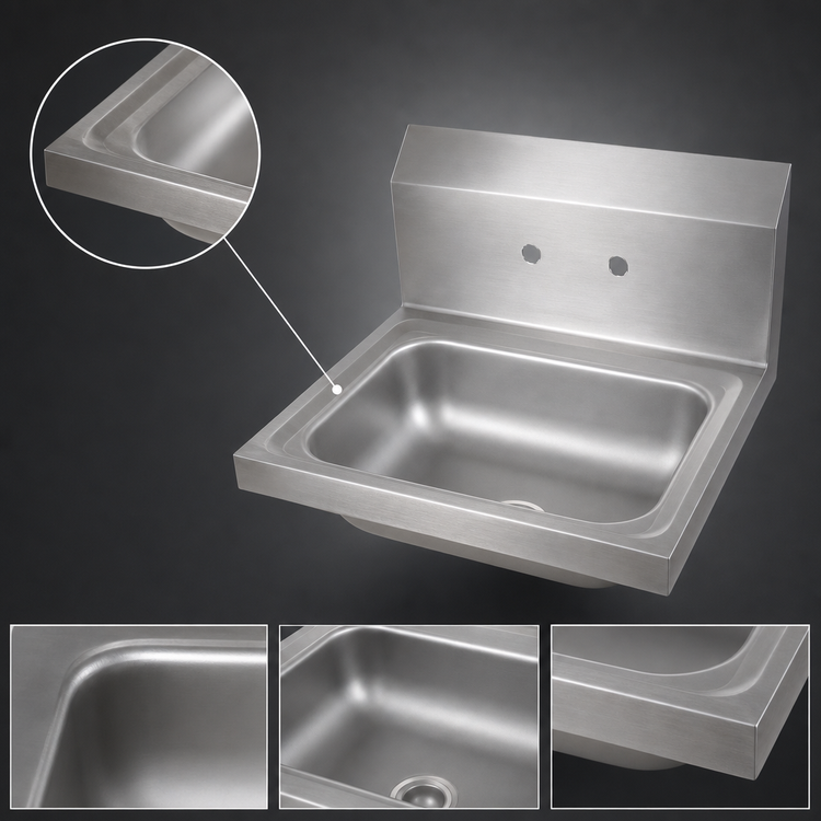Product image #3 for John Boos Pro-Bowl Wall-Mount Stainless Steel Hand Sink, 14" x 10" x 5" Bowl