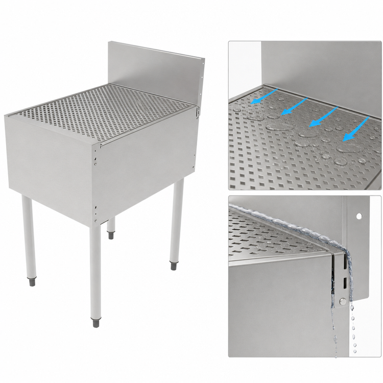 Product image #4 for Top Shelf TSF Series 23-Inch Freestanding Stainless Steel Underbar Drainboard with Backsplash
