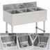 Thumbnail image #3 for 3-Compartment Stainless Steel Bar Sink with Splash-Mounted Faucet, No Drainboards, 36 x 18 x 33 Inches