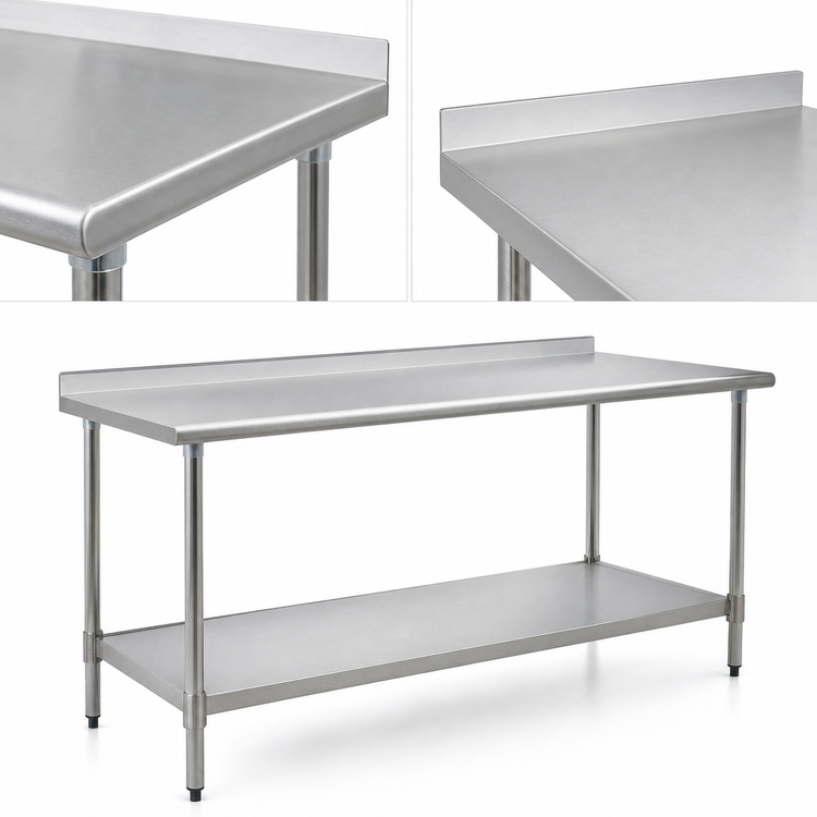 Product image #3 for Eagle Spec-Master 48-Inch x 36-Inch 14-Gauge Stainless Steel Top Work Table with Adjustable Undershelf and Rear Up-Turn
