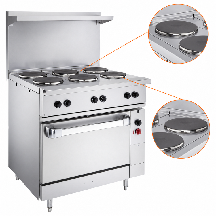 Product image #4 for Vulcan 36-Inch Electric Restaurant Range with 2 Hot Tops, 12-Inch Griddle, and Oversized Oven