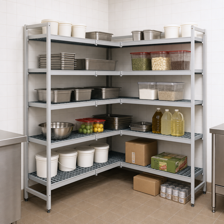 Product image #3 for Fermostock 5-Tier Corner Expansion Polymer Shelving Unit, 83" H x 59" W x 22" D