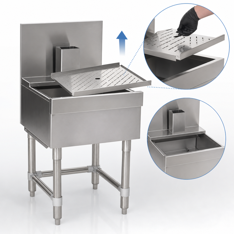 Product image #3 for 30-Inch Stainless Steel Underbar Beer Drainer with Removable Insert