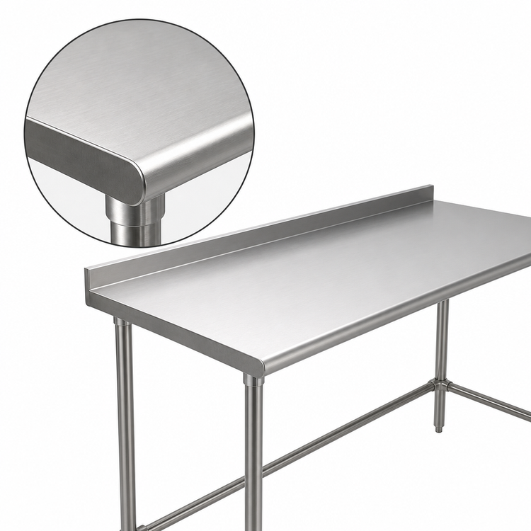 Product image #3 for BlendPort Budget Series 48 x 24-Inch Stainless Steel Work Table with Rear Upturn and Tubular Base