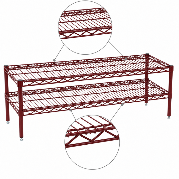 Product image #3 for Eagle Group QuadTruss 2-Tier Front Case Merchandise Wire Shelving Unit, 36 x 14 x 14 Inches, Red Epoxy