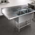 Thumbnail image #3 for John Boos Pro-Bowl Freestanding 2-Compartment Stainless Steel Sink with Left Drainboard, 62-3/16 Inch